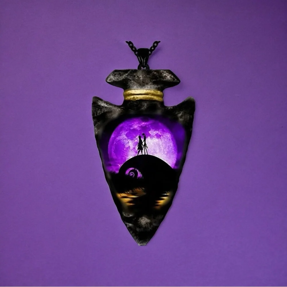 The Nightmare Before Christmas Inspired Jack &‎ Sally Triangle Pendant Ne…